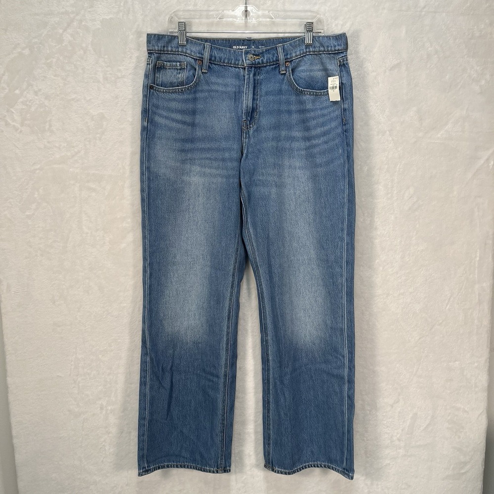 Old Navy Mid Rise Baggy Straight Jeans Womens 12 Casual Denim NEW